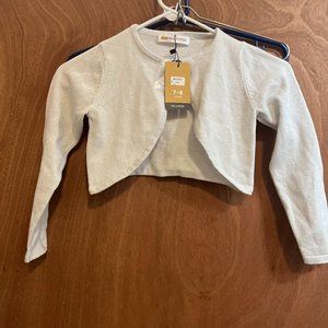 NWT Girl's size Bolerose size 7 / 8 Silver Bolero Sweater